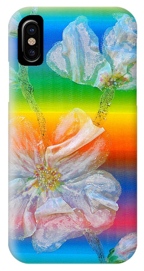 Augusta Stylianou iPhone X Case featuring the painting Almond Branch in the Spectrum by Augusta Stylianou