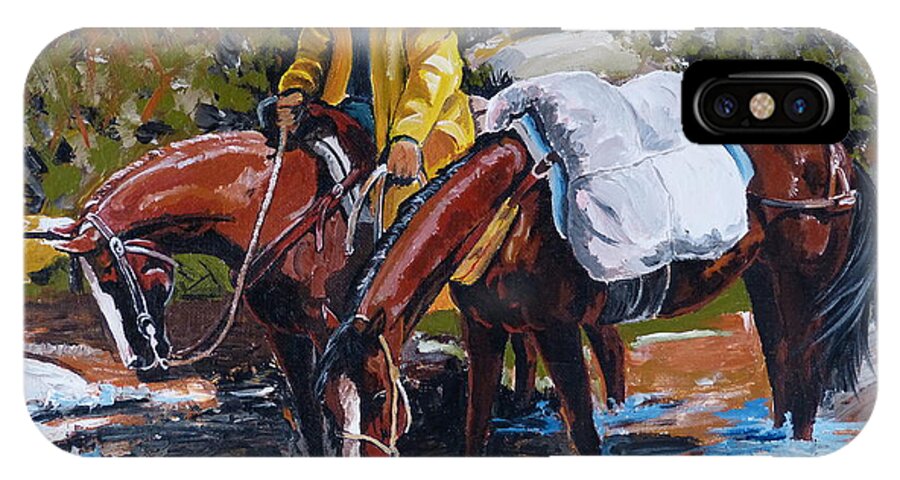 Cowboy Art iPhone X Case featuring the painting Almost There by Janina Suuronen