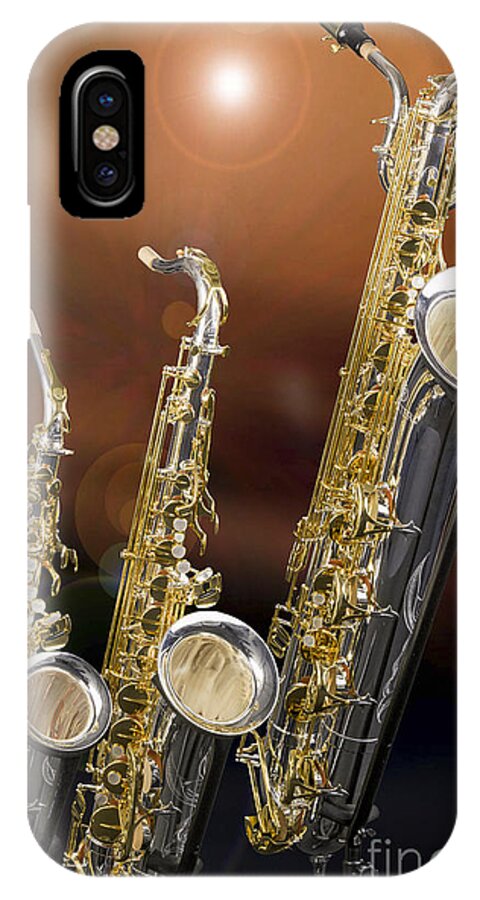 Alto Saxophone iPhone X Case featuring the photograph Alto tenor Baritone Saxophone Photo in Color 3461.02 by M K Miller