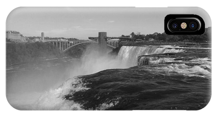American Falls iPhone X Case featuring the photograph American Falls from Luna Island B n W by Richard Andrews