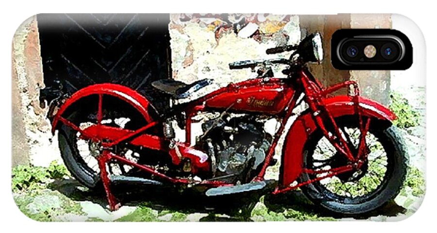 Indian Motorcycles iPhone X Case featuring the painting American Indian  Indian Motorcycle by Iconic Images Art Gallery David Pucciarelli