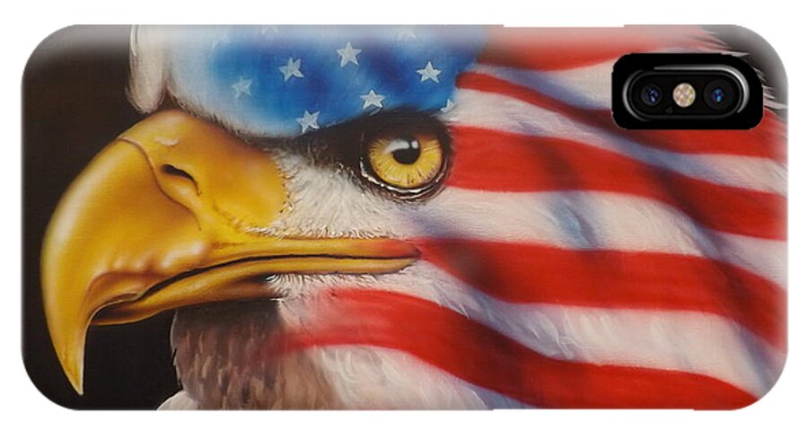 Eagle iPhone X Case featuring the painting American Pride by Darren Robinson