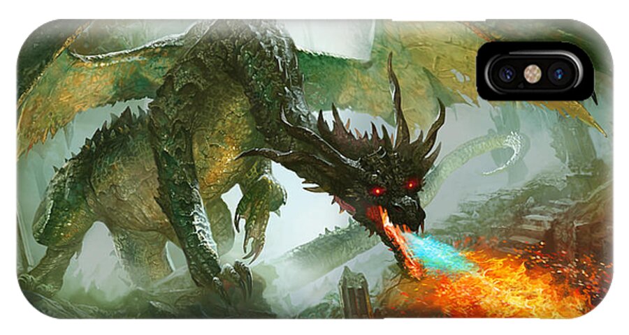 Ryan Barger iPhone X Case featuring the digital art Ancient Dragon by Ryan Barger
