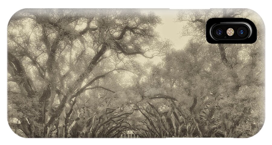 Oak Alley Plantation iPhone X Case featuring the photograph And Time Stood Still sepia by Steve Harrington