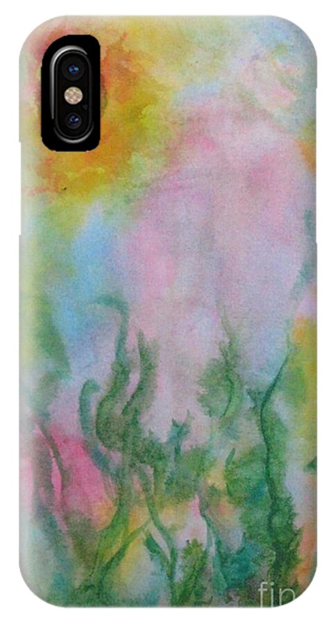 Angel iPhone X Case featuring the painting Angel in My Garden by Laura Hamill
