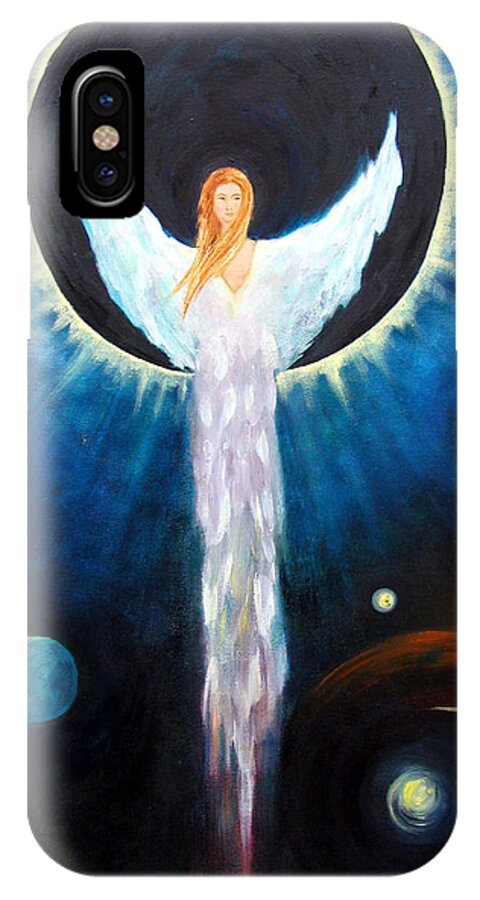 Angel iPhone X Case featuring the painting Angel Of The Eclipse by Marina Petro