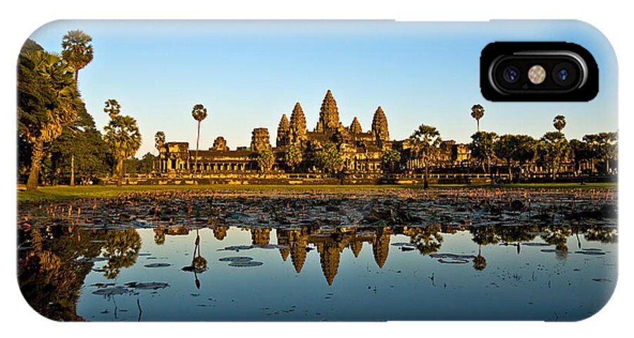 Ancient iPhone X Case featuring the photograph Angkor Wat at sunset - cambodia by Luciano Mortula