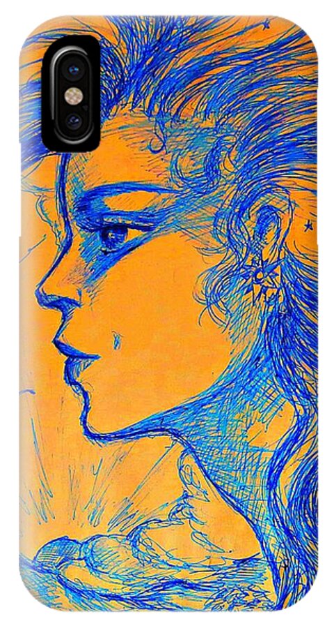 Woman iPhone X Case featuring the drawing Anima Sunset by Leanne Seymour