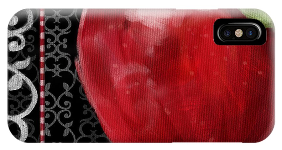 Apple iPhone X Case featuring the mixed media Apple on Black and White by Shari Warren