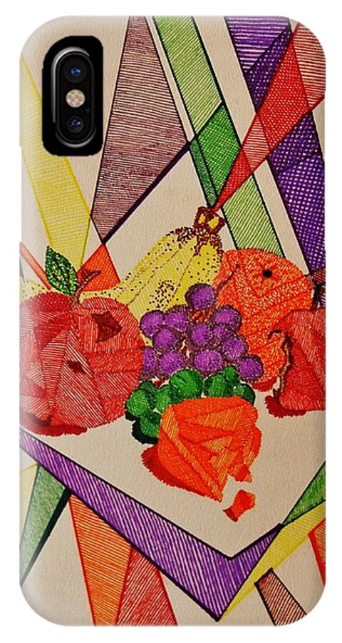 Still Life Drawn With Markers iPhone X Case featuring the drawing Apples and Oranges by Celeste Manning