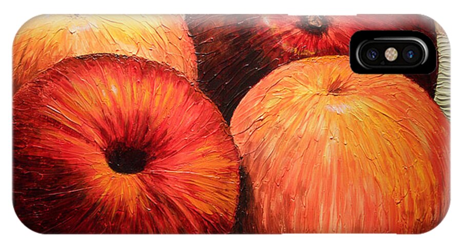 Apples iPhone X Case featuring the painting Apples and Oranges by Joey Agbayani