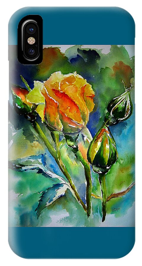 Flower iPhone X Case featuring the painting Aquarelle by Elise Palmigiani