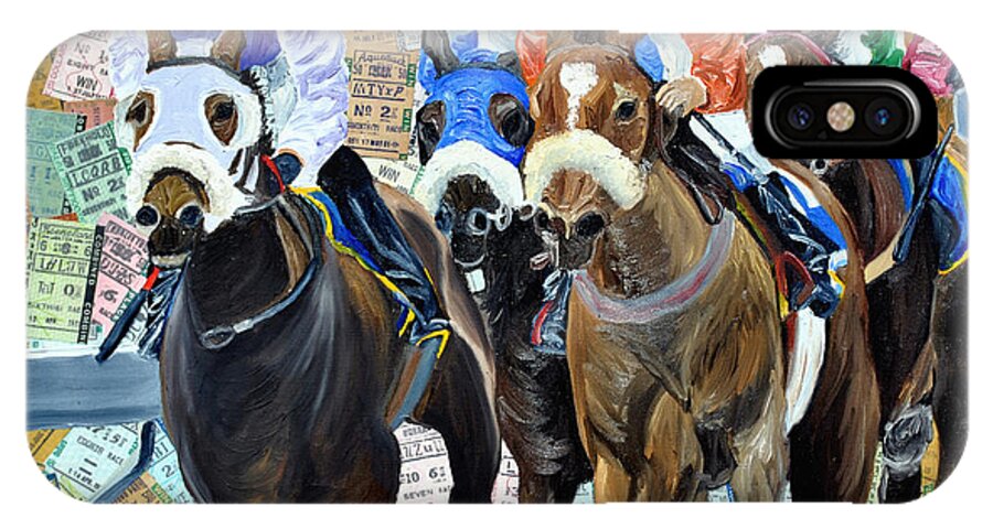 Aqueduct iPhone X Case featuring the painting Aqueduct Horse racing by Michael Lee