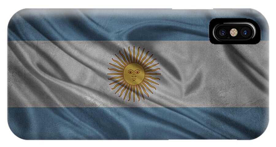 Argentina iPhone X Case featuring the digital art Argentinian flag waving on canvas by Eti Reid