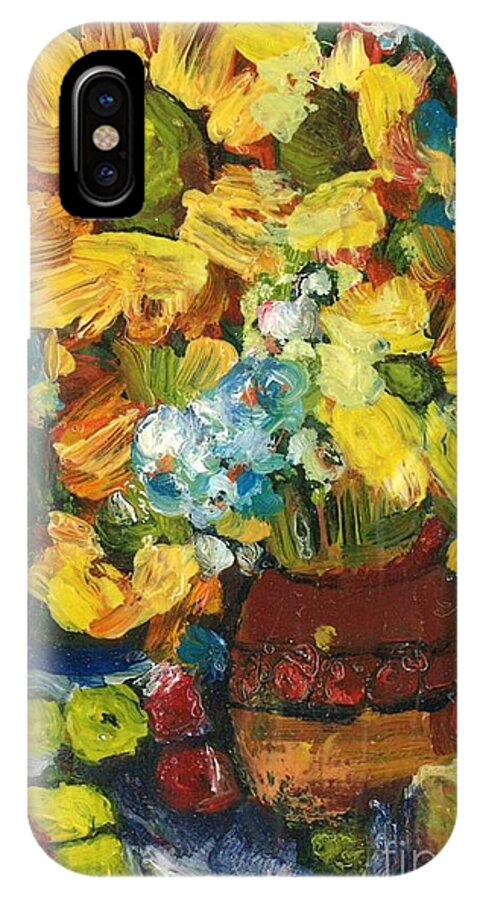 Owl iPhone X Case featuring the painting Arizona Sunflowers by Sherry Harradence
