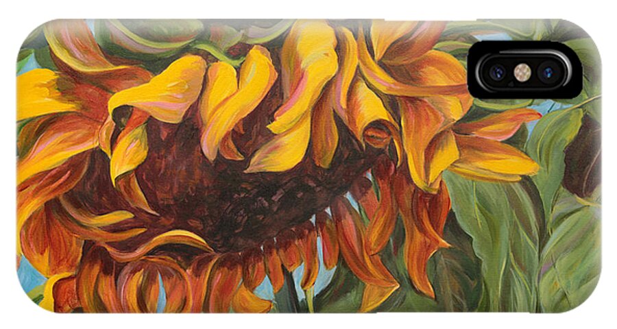 Sunflower iPhone X Case featuring the painting Arrival by Trina Teele