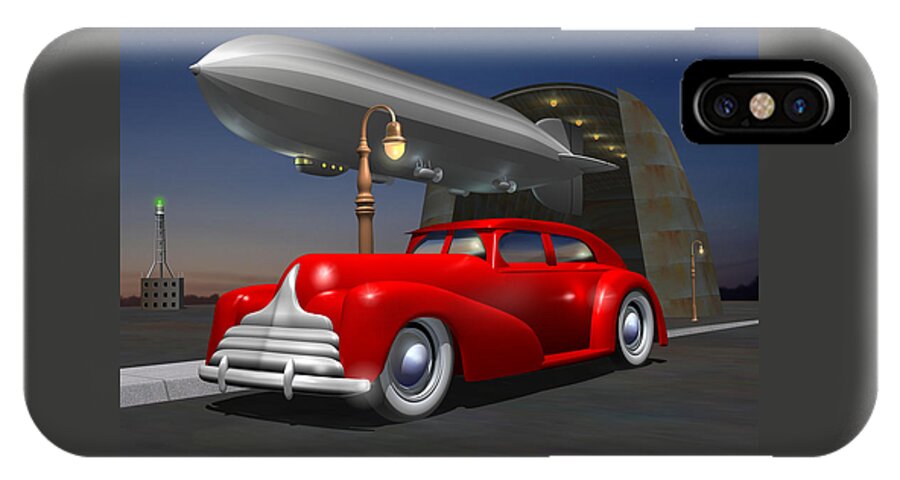 Car iPhone X Case featuring the digital art Art Deco Sedan by Stuart Swartz