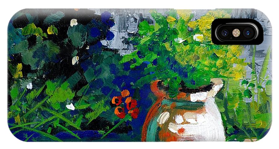 Flowering Vines iPhone X Case featuring the painting At Tharri Monastery-Rhodes by Adele Bower