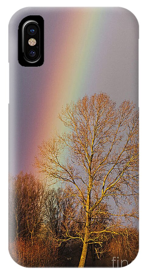 Rainbow iPhone X Case featuring the photograph At the end of the rainbow by Casper Cammeraat