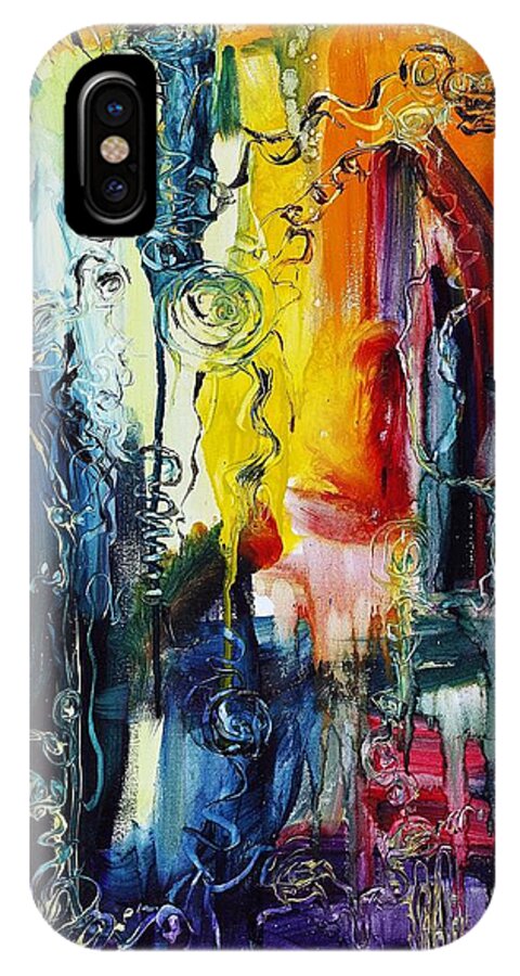 Abstract iPhone X Case featuring the painting Atlantis Sinking by Regina Valluzzi
