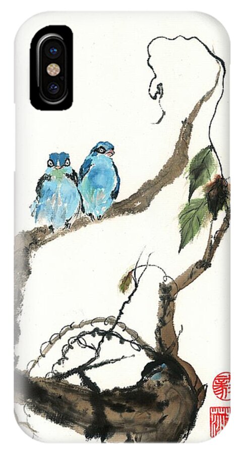 Birds iPhone X Case featuring the painting Attitude by Terri Harris