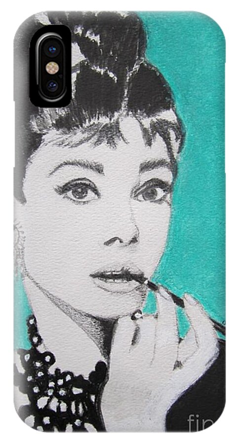 Audrey Hepburn iPhone X Case featuring the painting Audrey by Denise Railey