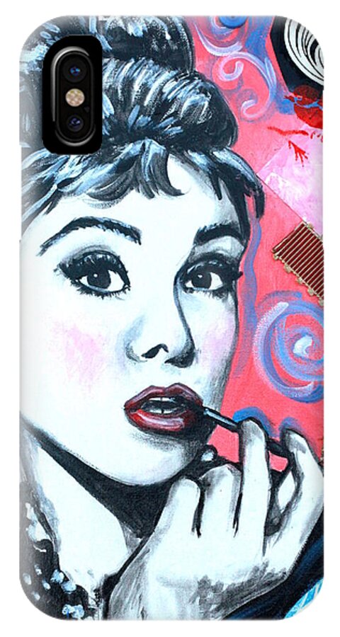 Audrey Hepburn Art iPhone X Case featuring the mixed media Audrey Hepburn by Katia Von Kral