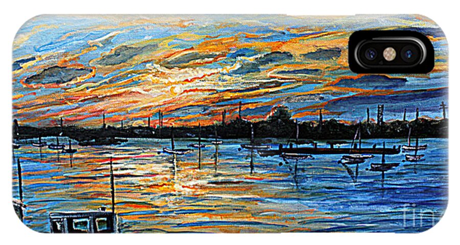 Woods Hole iPhone X Case featuring the painting August Sunset in Woods Hole by Rita Brown