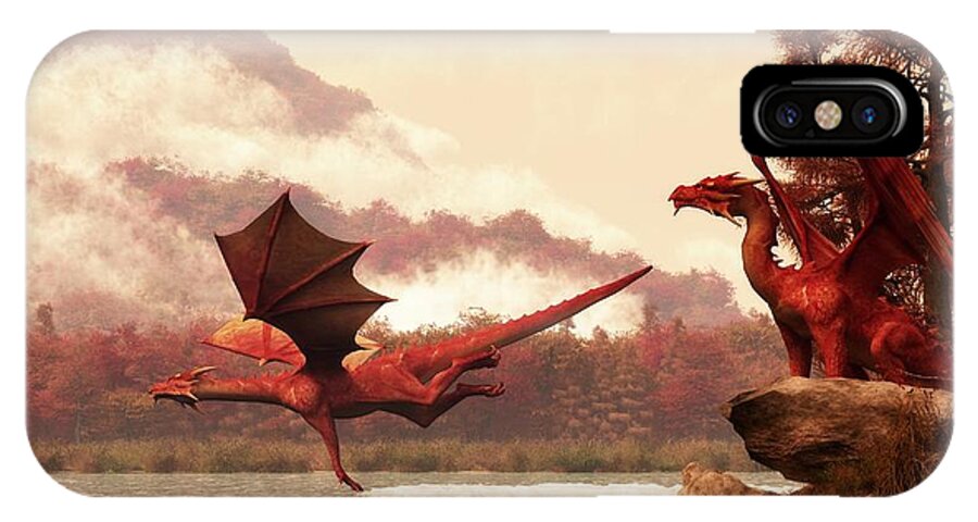 Dragon iPhone X Case featuring the digital art Autumn Dragons by Daniel Eskridge