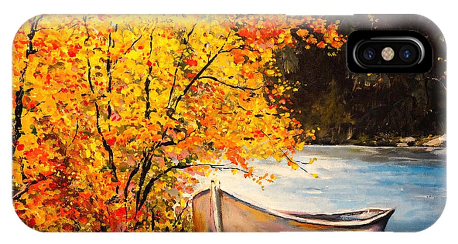 Landscape iPhone X Case featuring the painting Autumn Gold by Alan Lakin