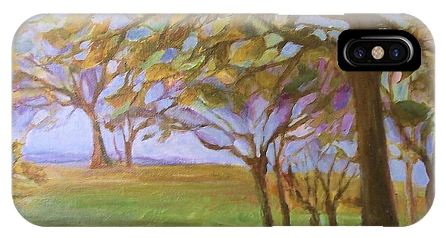 Landscape iPhone X Case featuring the painting Autumn Leaves by Mary Wolf