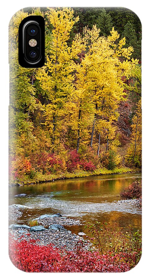 Montana iPhone X Case featuring the photograph Autumn River by Mary Jo Allen