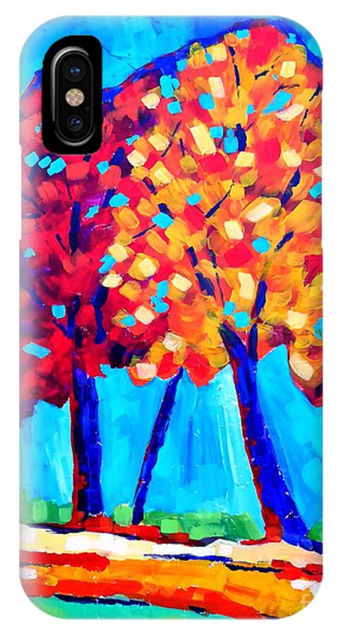 Painting iPhone X Case featuring the painting Autumn Trees by Cristina Stefan