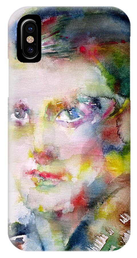 Ayn Rand iPhone X Case featuring the painting AYN RAND - watercolor portrait by Fabrizio Cassetta