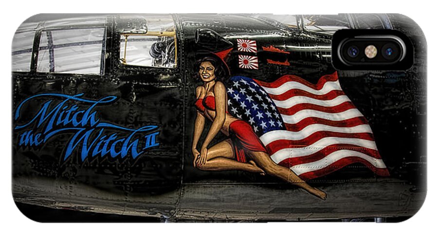 Fine Art Photography iPhone X Case featuring the photograph B25 Nose Art ... by Chuck Caramella