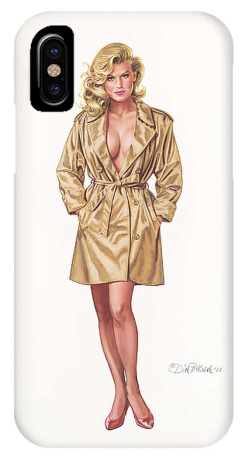 Pinups iPhone X Case featuring the painting Babe In Trenchcoat by Dick Bobnick