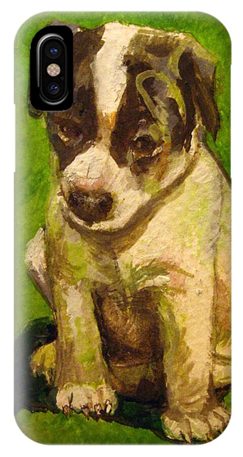 Baby Jack Russel iPhone X Case featuring the painting Baby Jack Russel by Donna Tucker