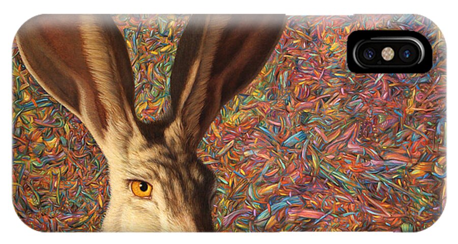 Rabbit iPhone X Case featuring the painting Background Noise by James W Johnson