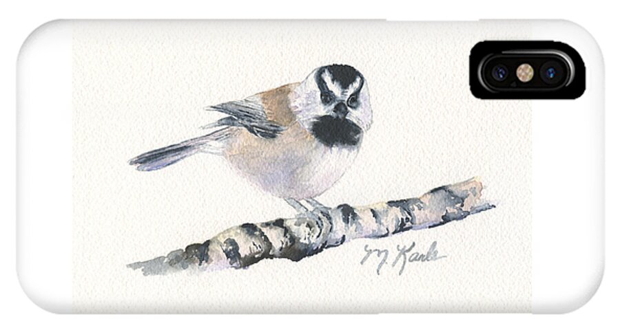 Birds iPhone X Case featuring the painting Backyard Busybody - Mountain Chickadee by Marsha Karle