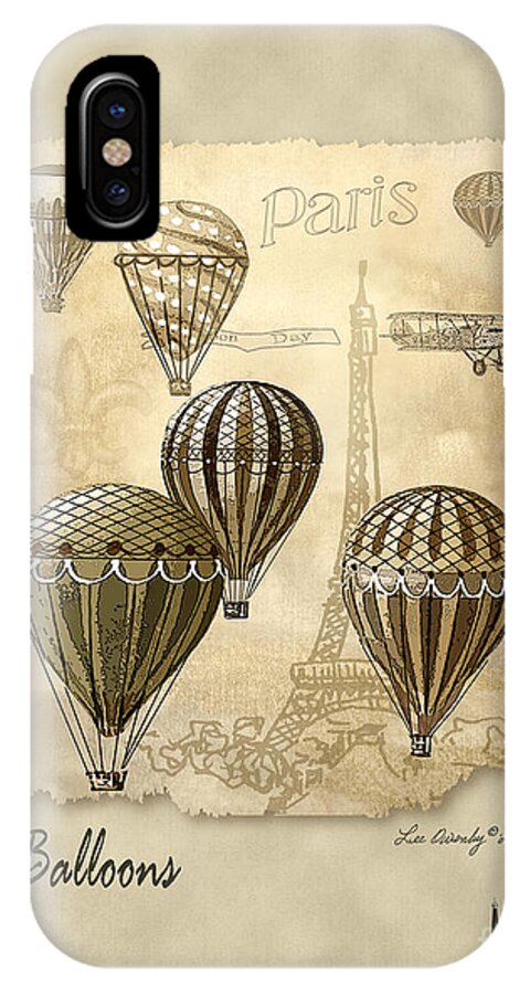 Hot Air Balloons iPhone X Case featuring the mixed media Balloons With Sepia by Lee Owenby
