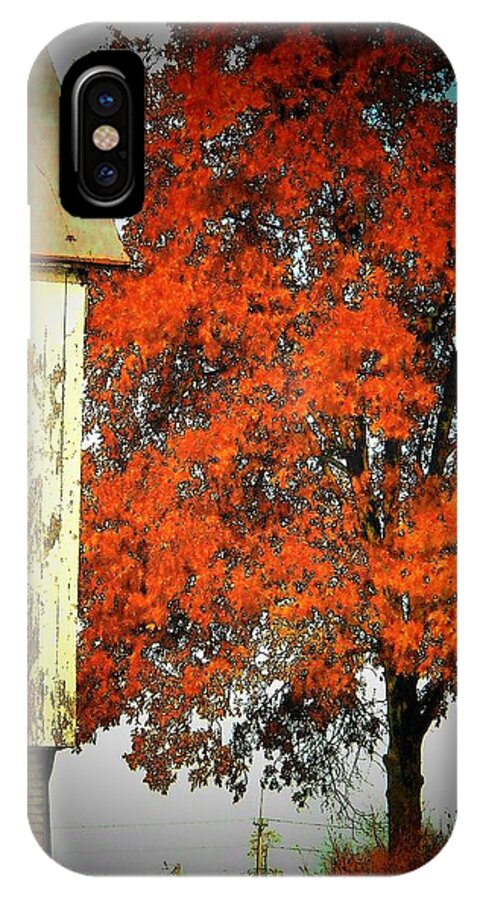 Autumn iPhone X Case featuring the photograph Barn and Autumn Tree by Joyce Kimble Smith