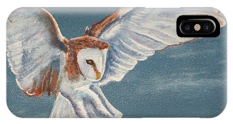 Acrylic iPhone X Case featuring the painting Barn Owl by Dan Wagner