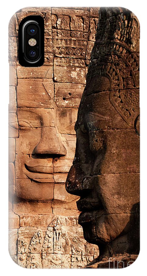 Cambodia iPhone X Case featuring the photograph Bayon Faces 02 by Rick Piper Photography