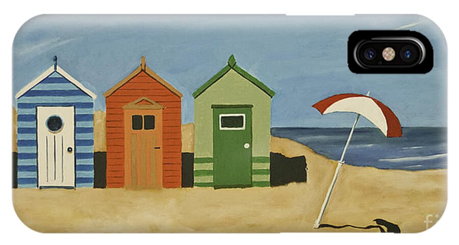 Beach Huts iPhone X Case featuring the painting Beach Huts by James Lavott