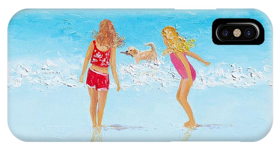 Beach iPhone X Case featuring the painting Beach painting Beach Play by Jan Matson