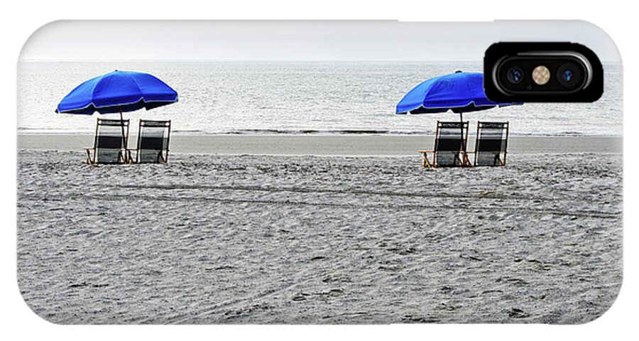 Hilton Head iPhone X Case featuring the photograph Beach Umbrellas on a Cloudy Day by Thomas Marchessault