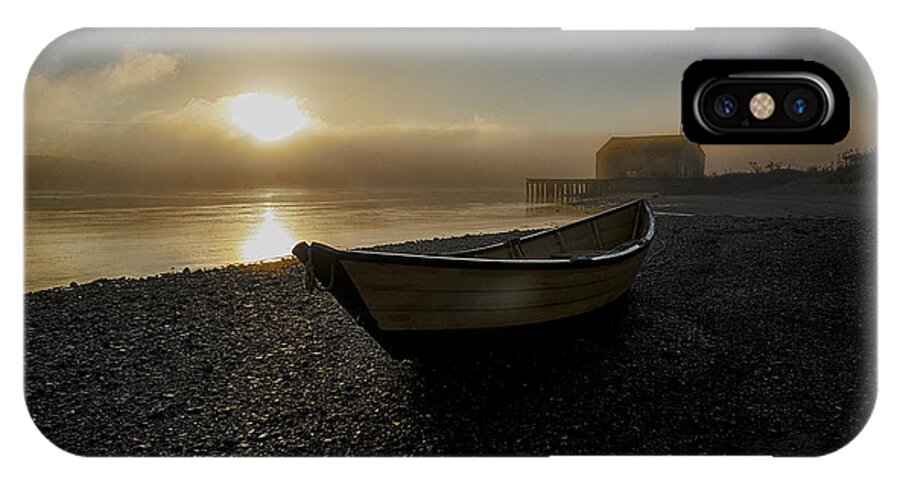 Dory iPhone X Case featuring the photograph Beached Dory in Lifting Fog by Marty Saccone