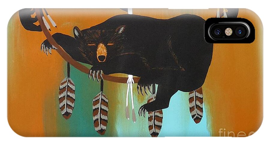 Bear Totem iPhone X Case featuring the painting Bear Totem and Medicine Wheel by Jean Fry