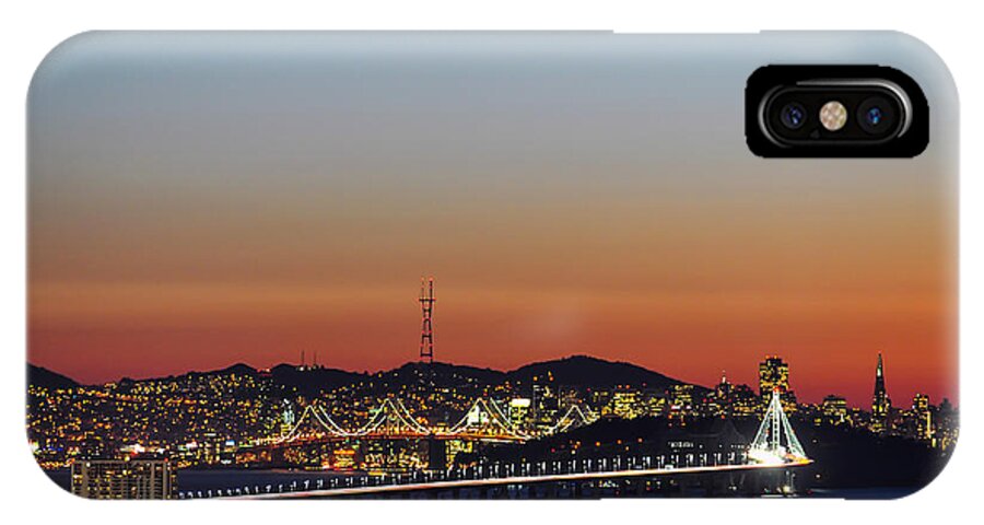 Bay Area iPhone X Case featuring the photograph Beautiful Sunset over the New Bay Bridge and San Francisco by Joel Thai