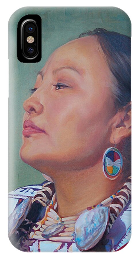 Native American iPhone X Case featuring the painting Beauty by Christine Lytwynczuk